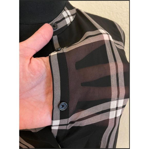 a.n.a Sheer Plaid Hi-Lo Top Oversized - Sz S - Picture 7 of 11